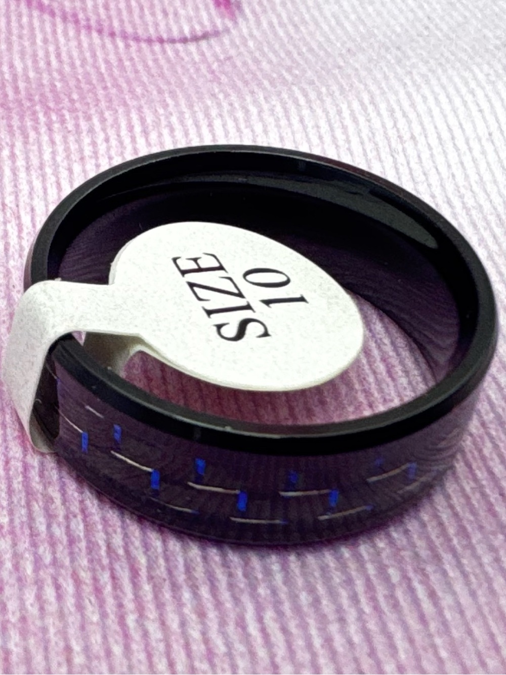 Ring men’s NEW Black blue Men's Size 10 Ring - Sleek Inlay Design